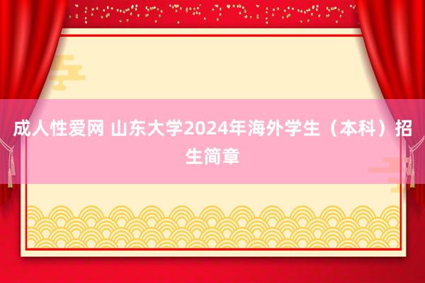 成人性爱网 山东大学2024年海外学生（本科）招生简章